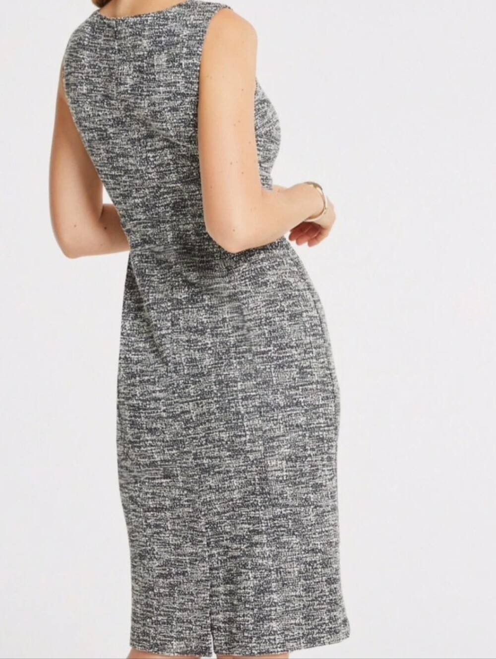 Ann Taylor Sleeveless Gray Tweed Sheath Dress